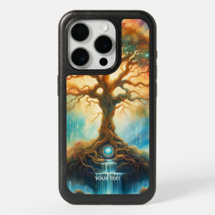 Coque iPhone 15 Pro Aquarelle de l'arbre cosmique très vive Imaginaire