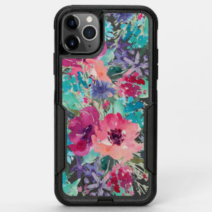 Coque OtterBox Commuter Pour iPhone 11 Pro Max Aquarelle féminine colorée Motif floral