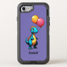 dinosaure bleu avec ballons