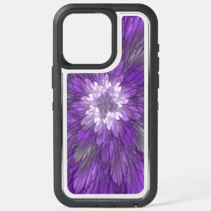 Coque iPhone 15 Pro Max Fleur abstraite violette psychédélique Art fractal