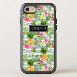 Coque Otterbox Symmetry Pour iPhone 7 Fleurs et ananas Turquoises rayures   Ajouter Votr