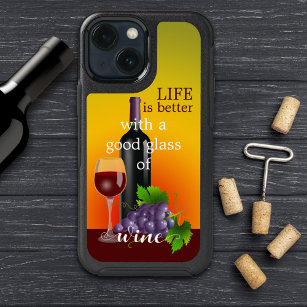 Coque iPhone 15 J'aime Boîtier de téléphone de vin rouge