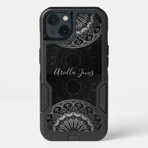 Mandala Bohème En Argent Sur Charcoal Grey