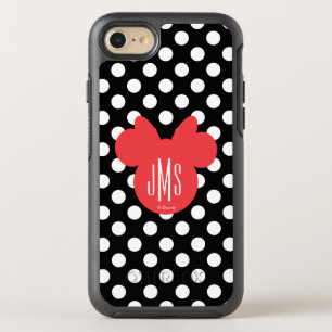 Coque Otterbox Symmetry Pour iPhone 7 Minnie   Monogramme noir et blanc à points polka