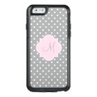 Monogramme Gris, Blanc et Pastel Pink Polka Dot