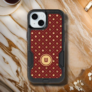 Coque iPhone 15 Motif de la Pomme Bourgogne et de l'or