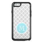 Motif Quatrefoil gris, Monogramme bleu