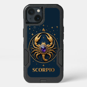 Signe du zodiaque Scorpion doré avec bijou et étoi