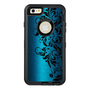 Coque OtterBox iPhone 6 Et 6s Plus Texture bleu métallique et dentelle florale noire