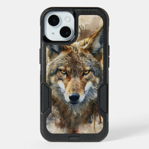Coque iPhone 15 Wolf Totem Spirit Animal dans les tons de terre