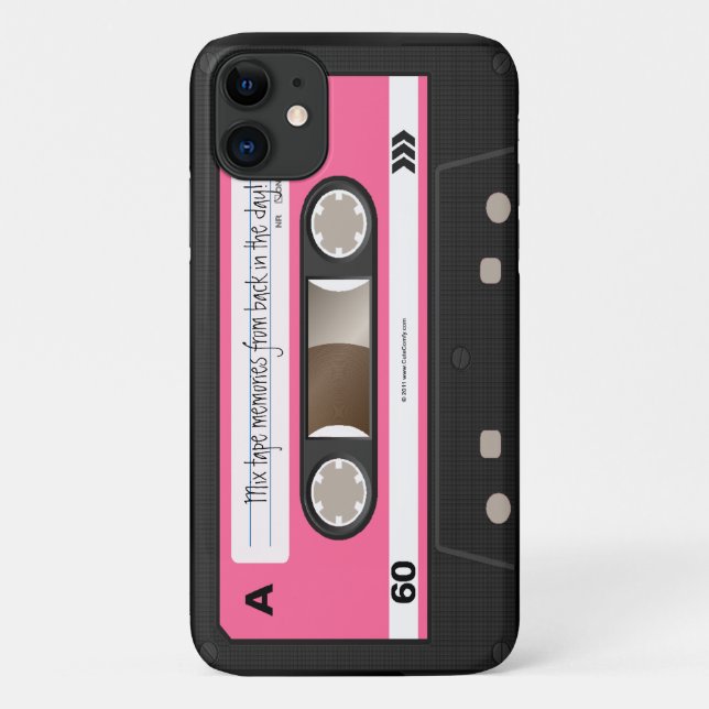 Coque personnalisé de bande de cassette rétro rose (Dos)