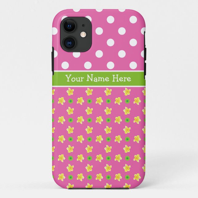 Coque personnalisé iPhone 5/5s : Primroses, Pois (Dos)