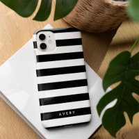Coque personnalisé moderne en bande noire et blanc