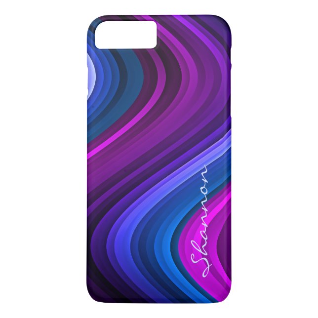 coque personnalisé Purple / Blue Abstrait Waves iP (Dos)