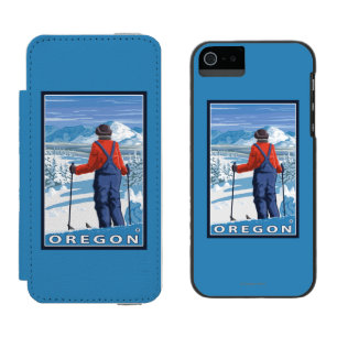 Coque-portefeuille iPhone 5 Incipio Watson™ Affiche admirative de Vintage voyage de skieur