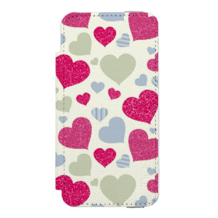 Coque-portefeuille iPhone 5 Incipio Watson™ Arrière - plan de coeurs