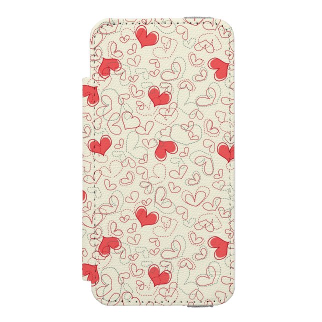 Coque Portefeuille Incipio Pour iPhone Arrière - plan mignon de coeurs (Folio Devant)