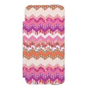 Coque-portefeuille iPhone 5 Incipio Watson™ Arrière - plan rose de zigzag