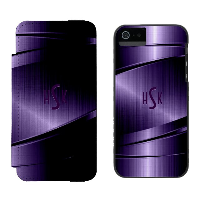 Coque Portefeuille Incipio Pour iPhone Aspect d'aluminium brossé violet brillant (Côté par côté)