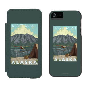 Coque-portefeuille iPhone 5 Incipio Watson™ Avion de Bush et pêche - Katmai, Alaska