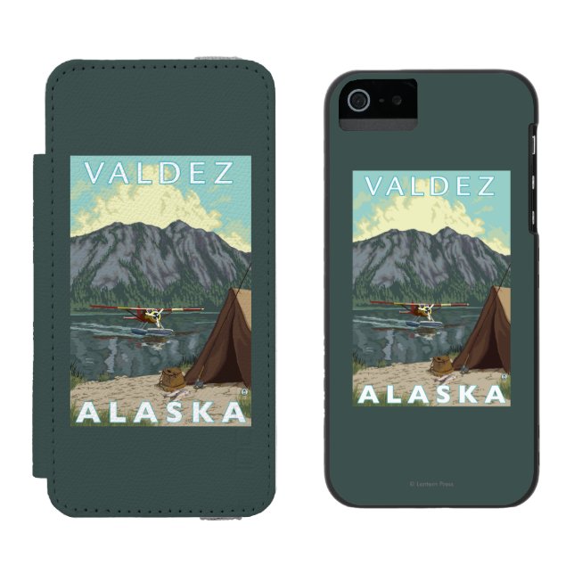 Coque Portefeuille Incipio Pour iPhone Avion de Bush et pêche - Valdez, Alaska (Côté par côté)
