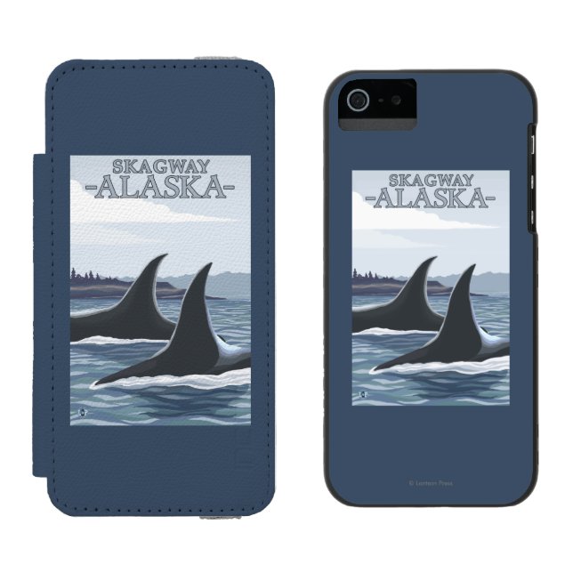 Coque Portefeuille Incipio Pour iPhone Baleines #1 - Skagway, Alaska d'orque (Côté par côté)