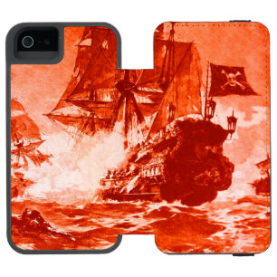 Coque-portefeuille iPhone 5 Incipio Watson™ BATAILLE DE NAVIRE PIRATE EN rouge blanc