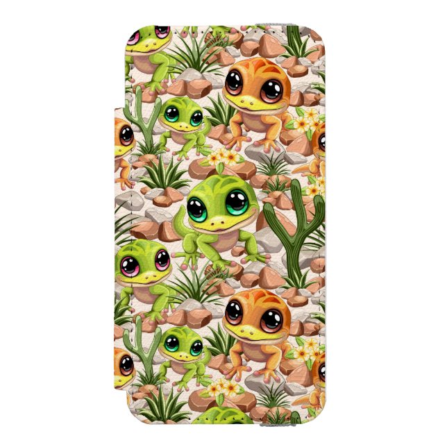 Coque Portefeuille Incipio Pour iPhone Bébé Geckos jote personnages de dessin (Folio Devant)
