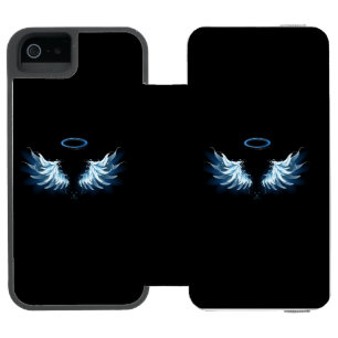 Coque-portefeuille iPhone 5 Incipio Watson™ Blue Glowing Angel Wings on black background