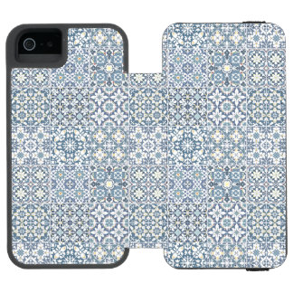 Coque-portefeuille iPhone 5 Incipio Watson™ Carreaux Méditerranéens, Marocains, Majolique, Azu