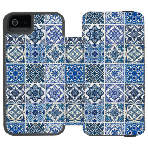 Coque-portefeuille iPhone 5 Incipio Watson™ Carrelage méditerranéen, Portugais, Azulejo, Majol