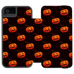 Coque-portefeuille iPhone 5 Incipio Watson™ Citrouille D'Halloween, Citrouille Orange Trou Ou 