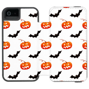 Coque-portefeuille iPhone 5 Incipio Watson™ Citrouilles et chauves-souris d'Halloween, Trou ou