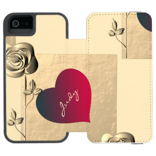 Coque-portefeuille iPhone 5 Incipio Watson™ Coeurs et Rose Valentine's Incipio iPhone Walle