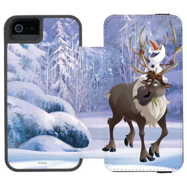 Coque Portefeuille Incipio Pour iPhone congelé| Olaf assis sur Sven (Folio Ouvert)