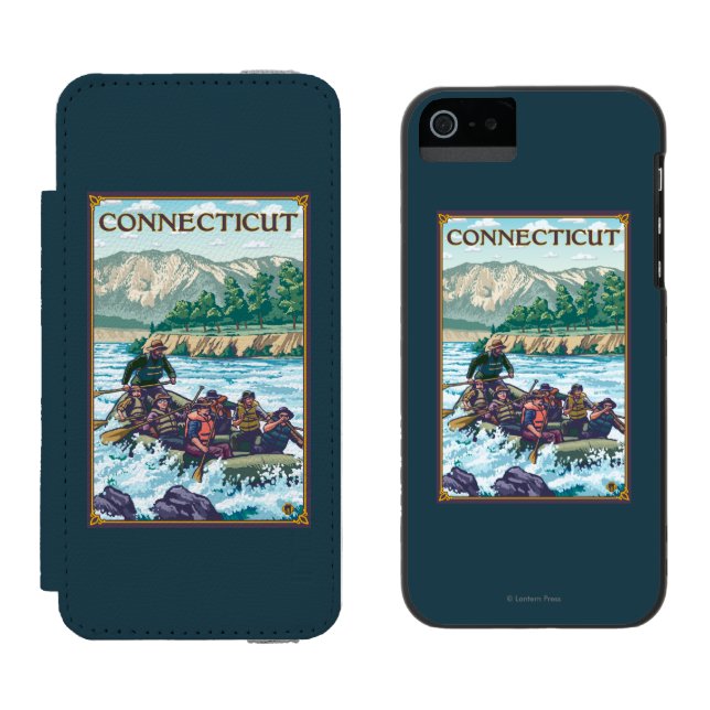 Coque Portefeuille Incipio Pour iPhone ConnecticutRiver transportant la scène par radeau (Côté par côté)
