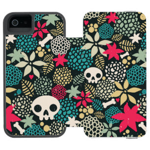Coque-portefeuille iPhone 5 Incipio Watson™ Crâne en fleurs