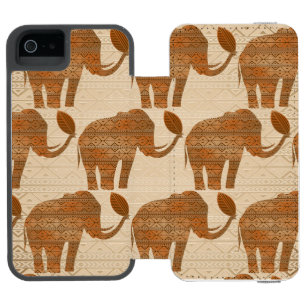 Coque-portefeuille iPhone 5 Incipio Watson™ Design d'art tribal des éléphants