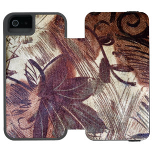 Coque-portefeuille iPhone 5 Incipio Watson™ Design floral abstrait marron 1