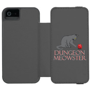 Coque-portefeuille iPhone 5 Incipio Watson™ Doungeon Meowster Drôle RPG Chat avec dés