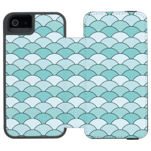 Coque-portefeuille iPhone 5 Incipio Watson™ Écailes de dragon, éventails, vagues, Seigaiha, bl