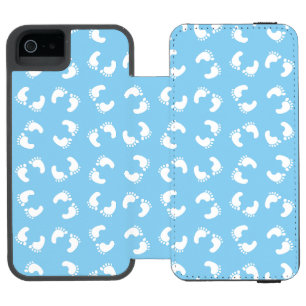 Coque-portefeuille iPhone 5 Incipio Watson™ Empreintes bébé, Pied bébé, Marches, Bleu, Garçon