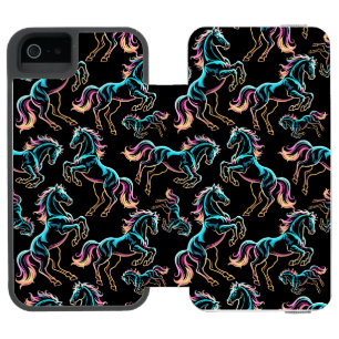 Coque-portefeuille iPhone 5 Incipio Watson™ Enseigne au néon Cheval Style Rétro Glitch