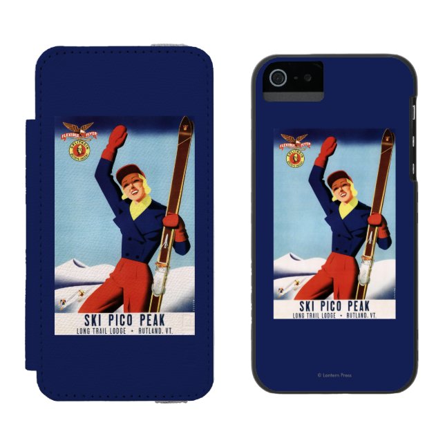 Coque Portefeuille Incipio Pour iPhone Fille flexible de ski de Pin- d'insecte (Côté par côté)