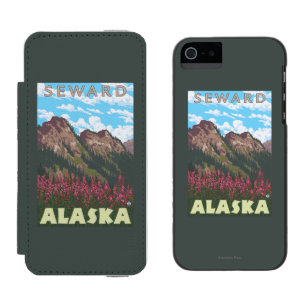 Coque-portefeuille iPhone 5 Incipio Watson™ Fireweed et montagnes - Seward, Alaska