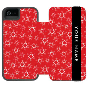 Coque-portefeuille iPhone 5 Incipio Watson™ Flammes de neige rouges et blanches, Votre nom, Pe