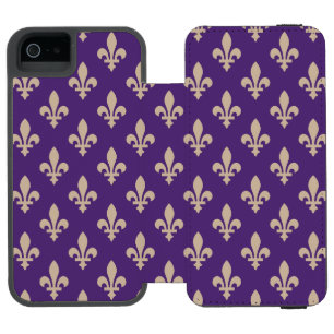 Coque-portefeuille iPhone 5 Incipio Watson™ Fleur de Lis Motif, Royal French Creative on Purpl