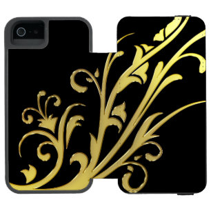 Coque-portefeuille iPhone 5 Incipio Watson™ Fleur d'or fausse luxueuse abstraite