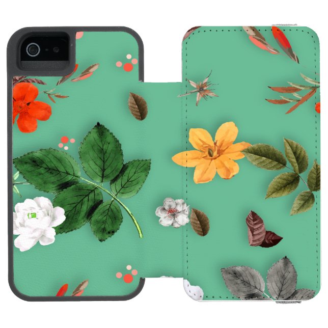 Coque Portefeuille Incipio Pour iPhone Fleurs jaunes et roses blanches 14 (Folio Ouvert)