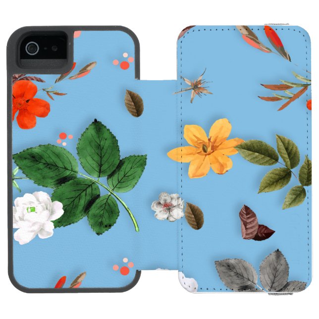 Coque Portefeuille Incipio Pour iPhone Fleurs jaunes et roses blanches 18 (Folio Ouvert)